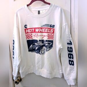 Divided By H&M White Oversized Hot Wheels Sweatshirt